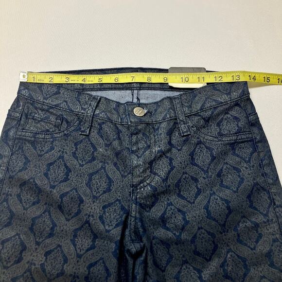 KANCAN Metallic Gold Embossed Dark Wash Blue Denim Jegging Jeans Size 3/27 - Picture 7 of 11